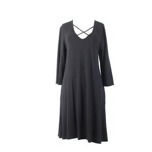 Lime N Chili Dress $30 Sz L Black Criss Cross V Neck Rayon Spandex Dress
